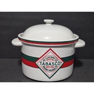 VINTAGE~Tabasco Brand Chili Pot W/Lid Crock~Stoneware~Microwave & Oven Safe